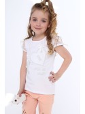 Tricou cu maneci din dantela, alb NDZ8147 - Magazin online - Boutique